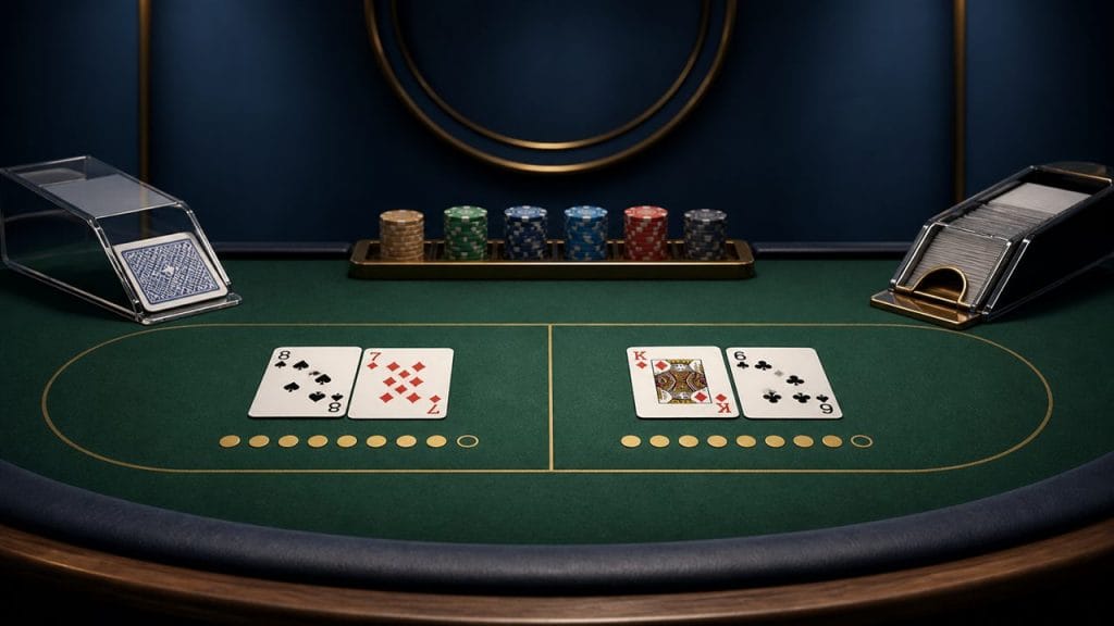 Baccarat Là Gì? Luật Chơi, Cách Tính Điểm Và Rút Lá Thứ Ba 1 baccarat là gì: Bàn baccarat minh họa cách tính điểm Player và Banker