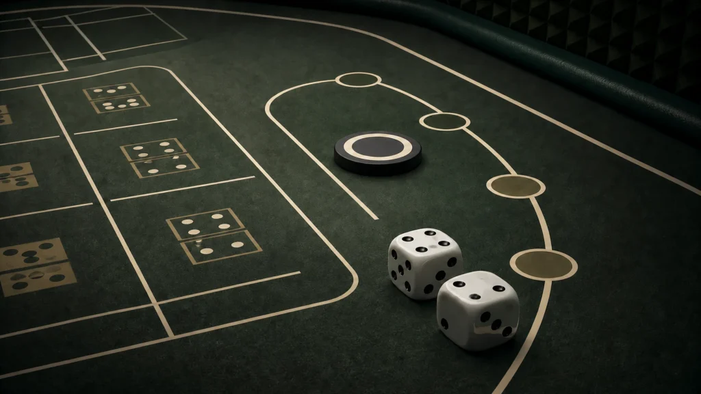 Craps là gì: Hai xúc xắc và điểm đánh dấu minh họa chu kỳ Craps