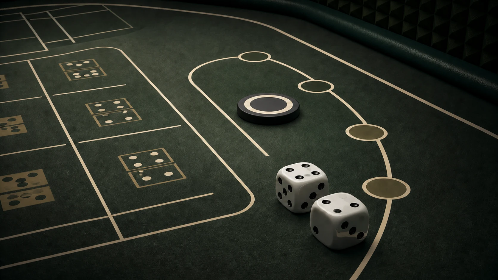 Craps là gì: Hai xúc xắc và điểm đánh dấu minh họa chu kỳ Craps