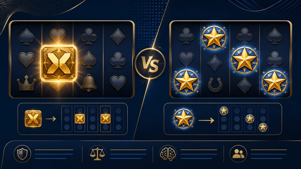 Wild và Scatter là gì: Minh họa phân biệt biểu tượng Wild và Scatter trong game slot