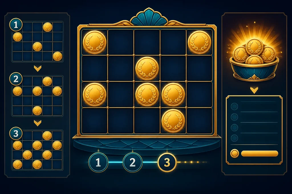 Hold & Win Là Gì? Cách Đọc Lưới Giữ Biểu Tượng Và Respin 1 Hold & Win là gì: Minh họa lưới giữ biểu tượng và respin trong tính năng Hold & Win