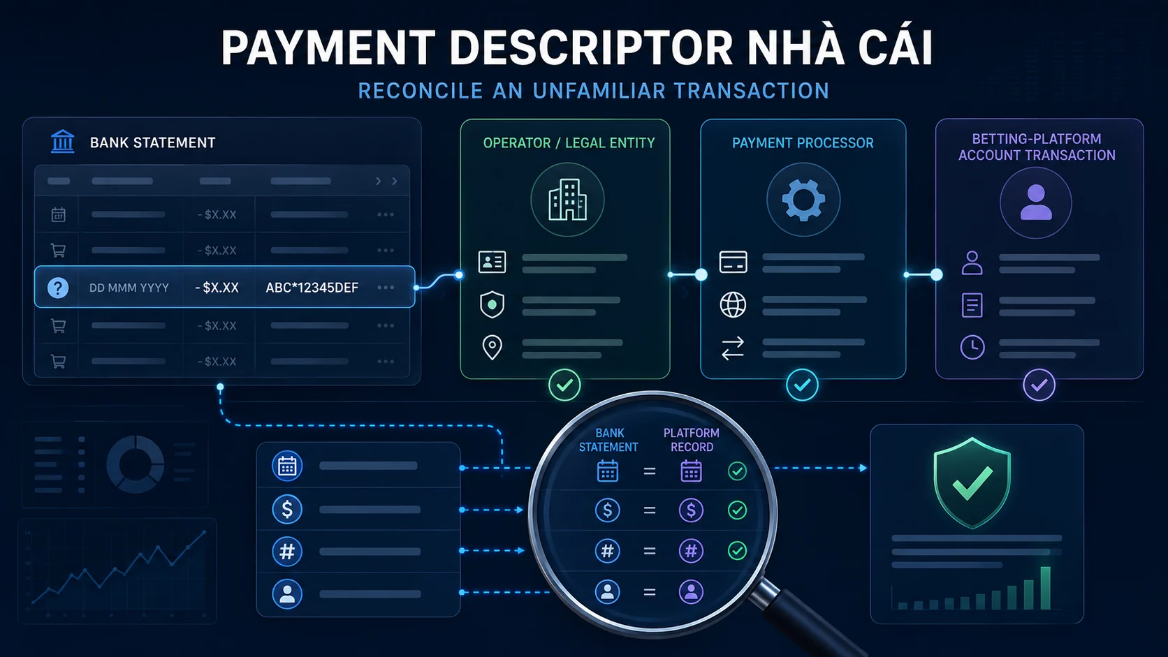 Payment descriptor nhà cái và quy trình đối chiếu tên giao dịch trên sao kê